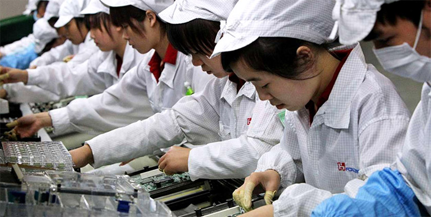 Chinese workers in a factory
